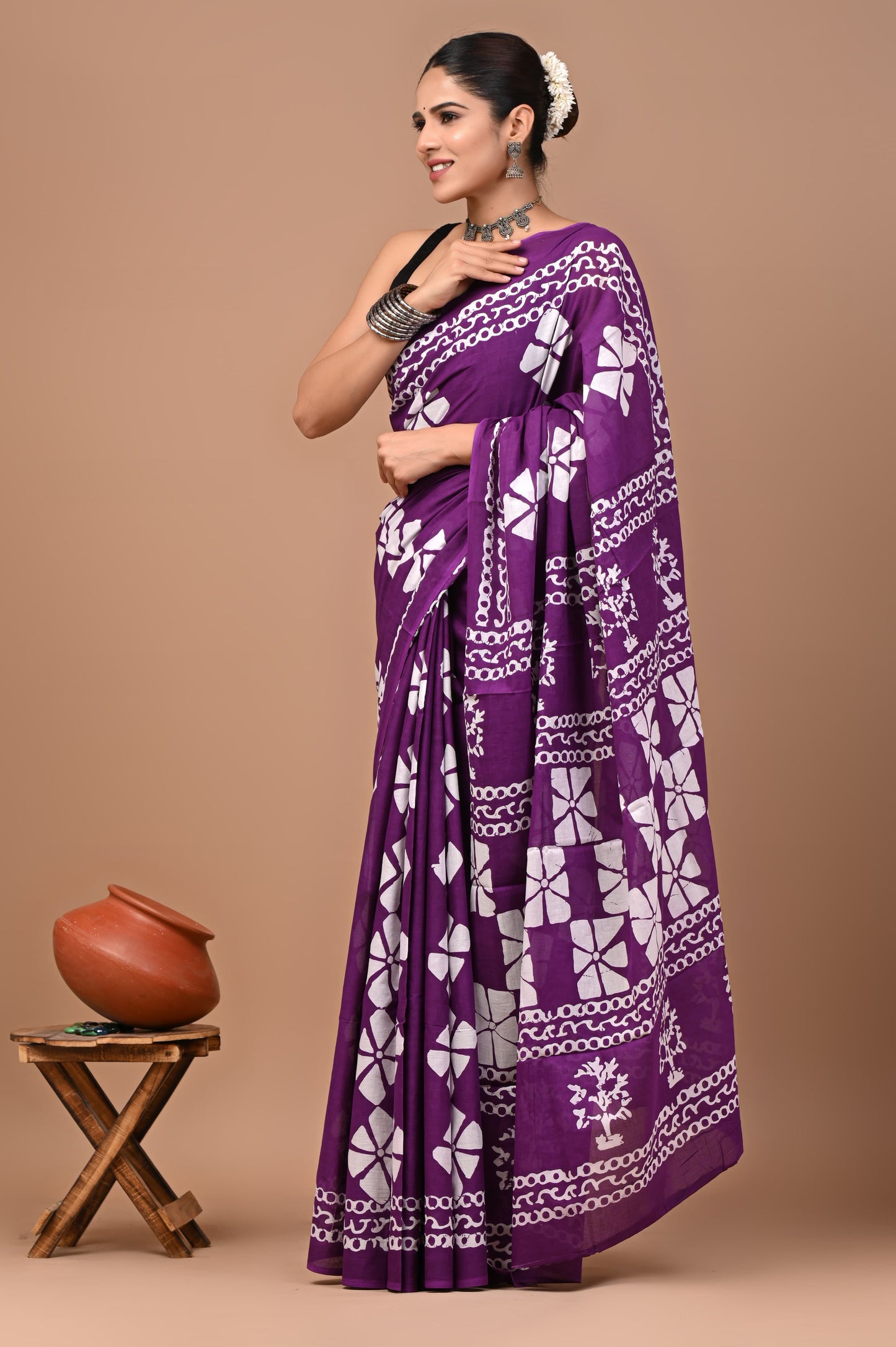 New Exclusive Block Printed Pure Cotton Saree 70