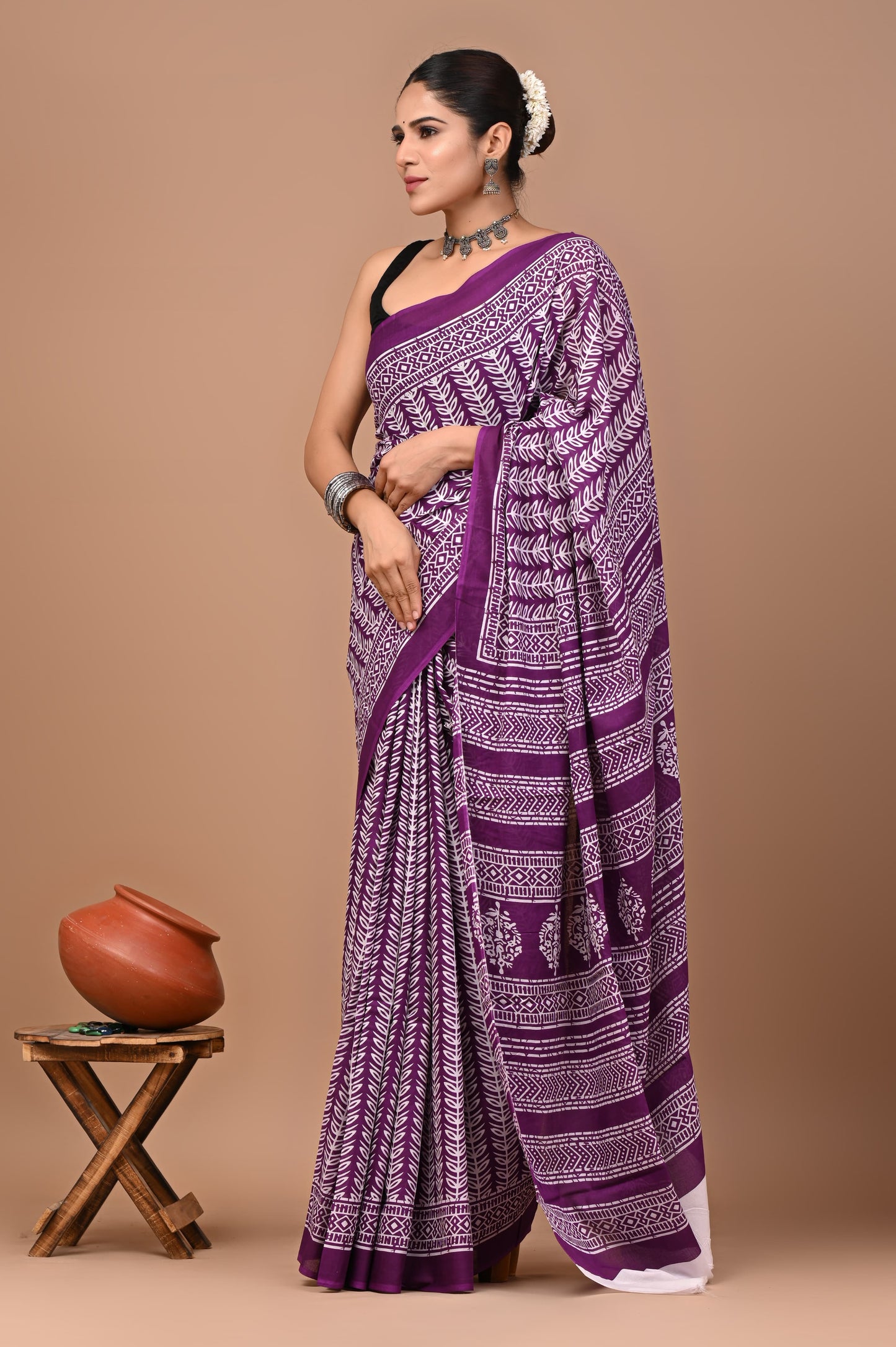 Exclusive Premium Hand Block Printed Pure Cotton Saree 37