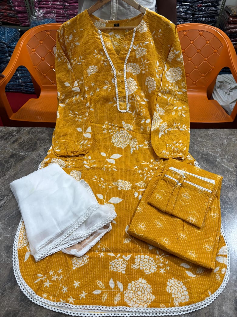 frock style kurti with pattern pant (WARED476)