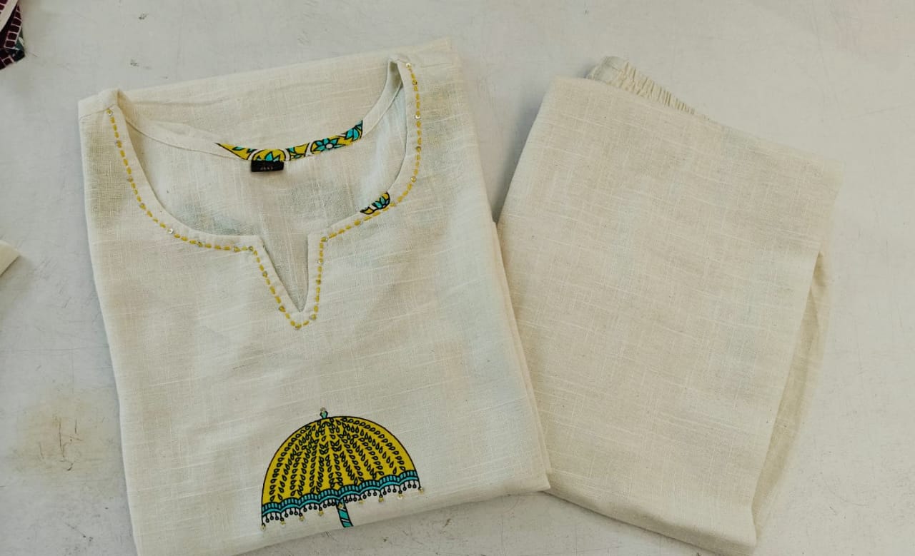 Beautiful Cotton slub Kurti with Pant set(WACD137)