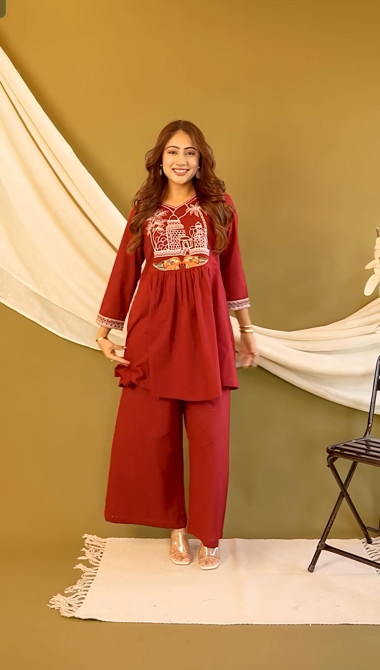 Beautiful Cotton slub Kurti with Pant set(WACD138)