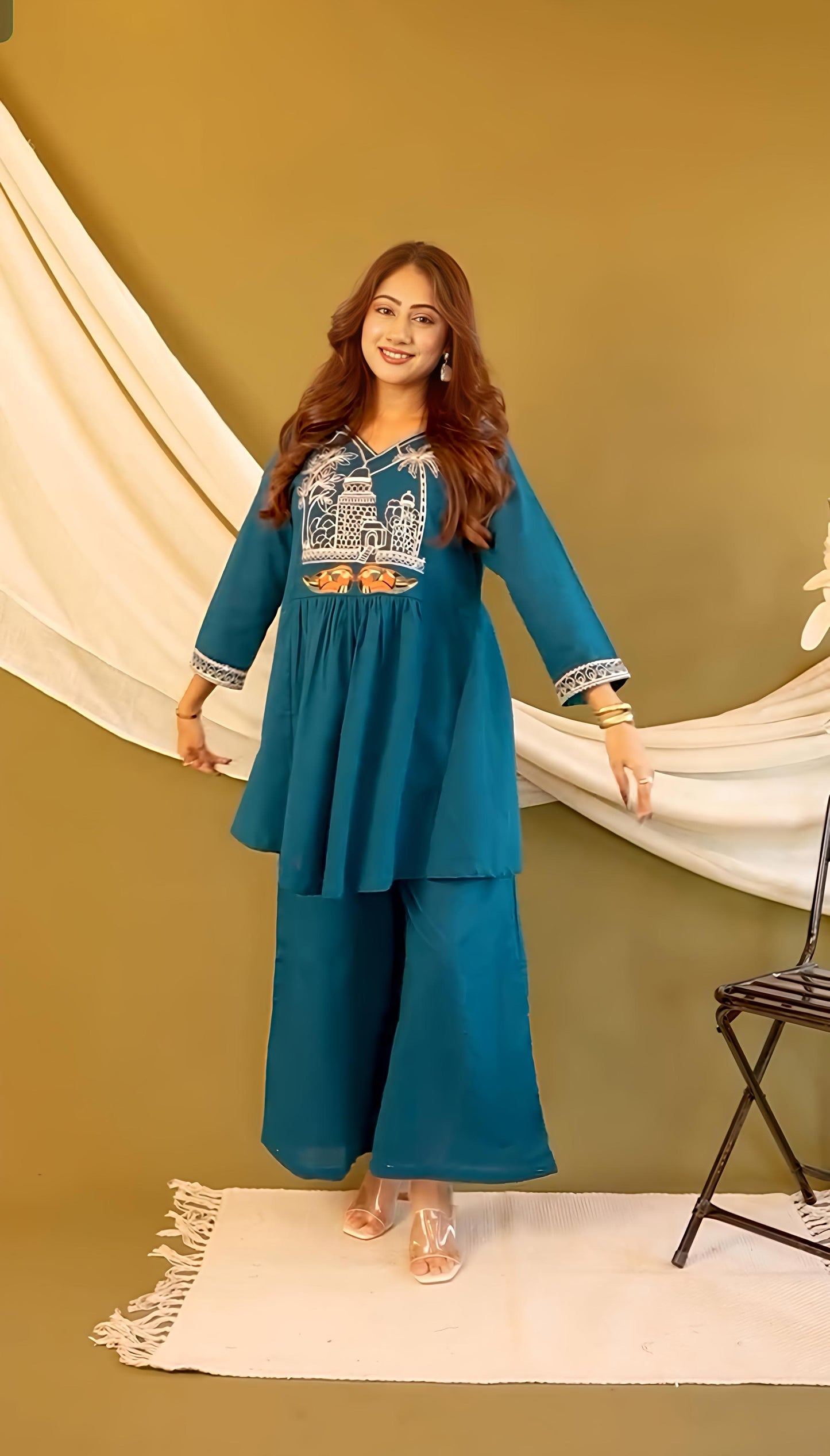 Beautiful Cotton slub Kurti with Pant set(WACD140)