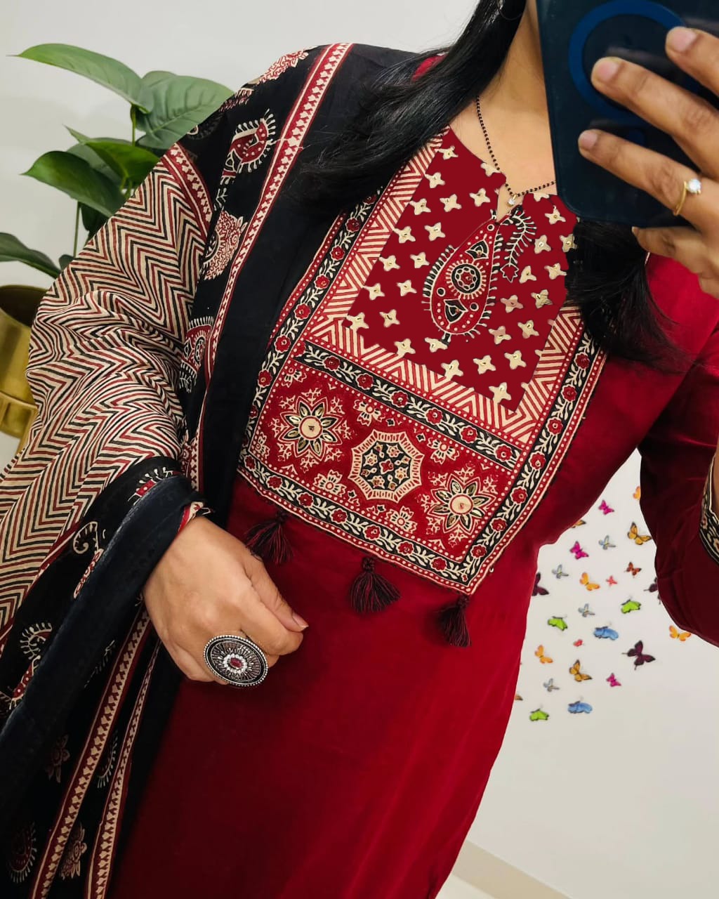 🌹🌹Pure fine Cotton fabric Kurti with Pant with cotton 100-100 Dupatta🌹🌹 (WARED486)