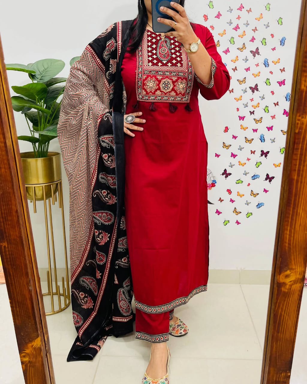 🌹🌹Pure fine Cotton fabric Kurti with Pant with cotton 100-100 Dupatta🌹🌹 (WARED486)