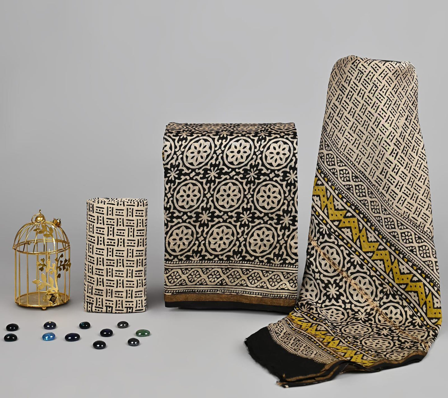EXCLUSIVE COLLECTION : HAND BLOCK PRINT CHANDERI SILK SUIT SET 28