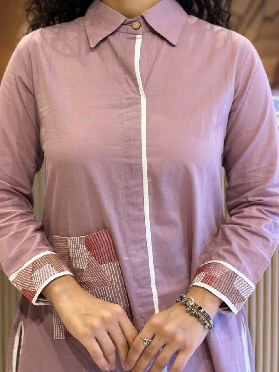 Full Multicolour Embroidery on Sleeves Pocket (WACD175)
