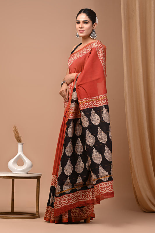Premium Hand Block Printed Chanderi Silk Saree 39