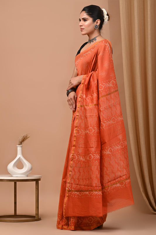 Premium Hand Block Printed Chanderi Silk Saree 49