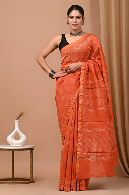 Premium Hand Block Printed Chanderi Silk Saree 50