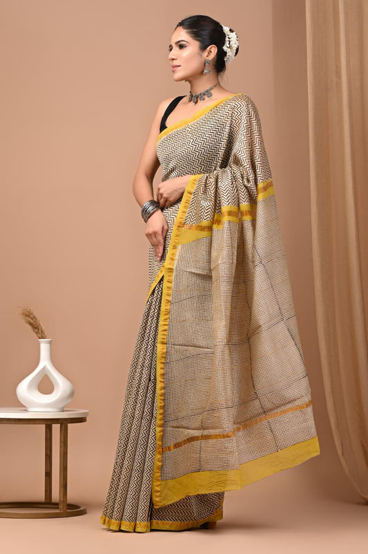 Premium Hand Block Printed Chanderi Silk Saree 58