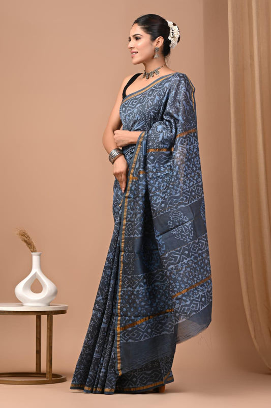 Premium Hand Block Printed Chanderi Silk Saree 66