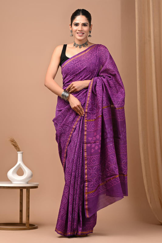 Premium Hand Block Printed Chanderi Silk Saree 69