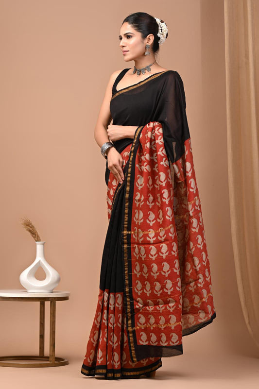 Premium Hand Block Printed Chanderi Silk Saree 71