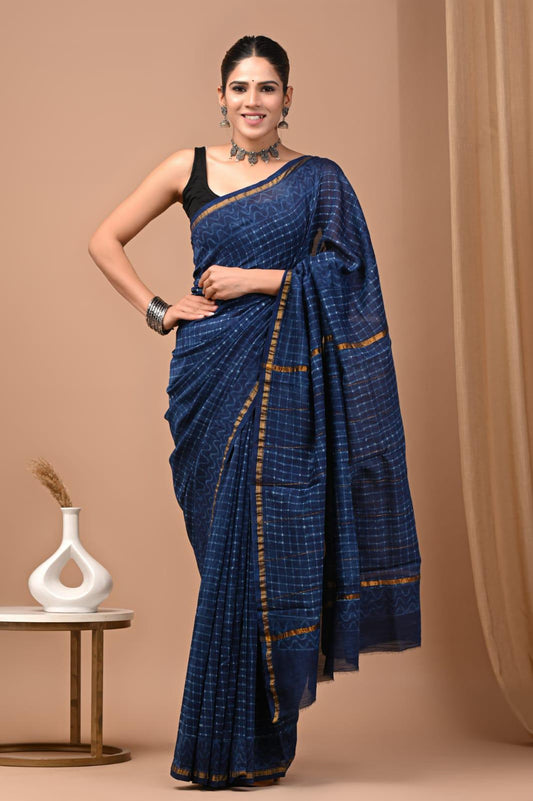 Premium Hand Block Printed Chanderi Silk Saree 74