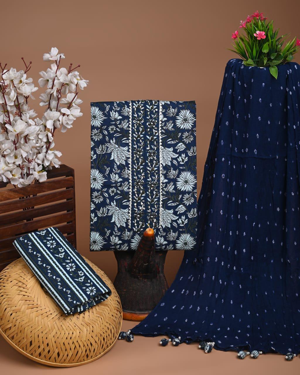Designer zari gotapatti work Cotton Suit with chiffon dupatta(WAGP14)