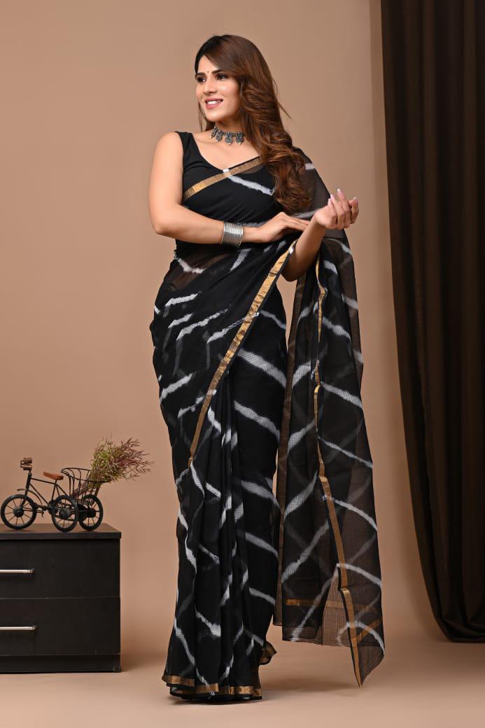 Exclusive hand Block Printed Kota Doria Saree (SWSRKO32)