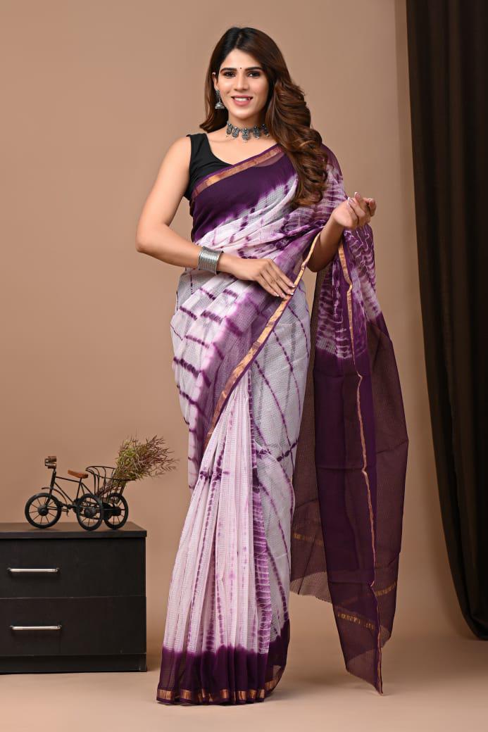 Exclusive hand Block Printed Kota Doria Saree (SWSRKO03)