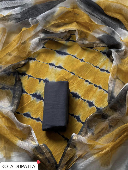 Premium Hand Block Print Cotton Suit Set with Kota Doria Dupatta(WAKOTMU02)