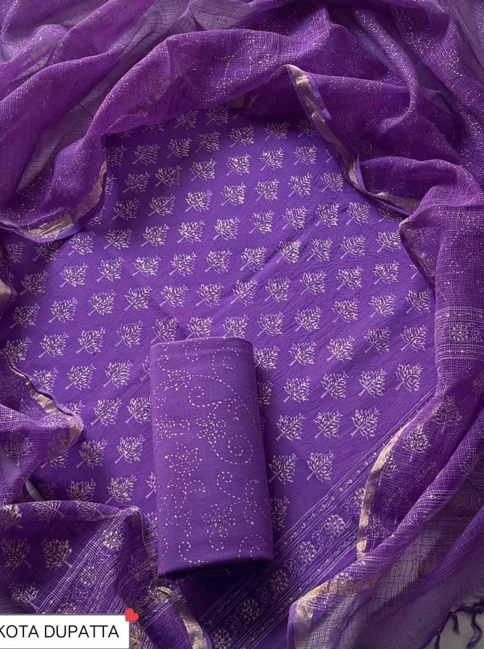 Suits Wala Hand Block Print Cotton Suit Set with Kota Doria Dupatta WAKOTMU30