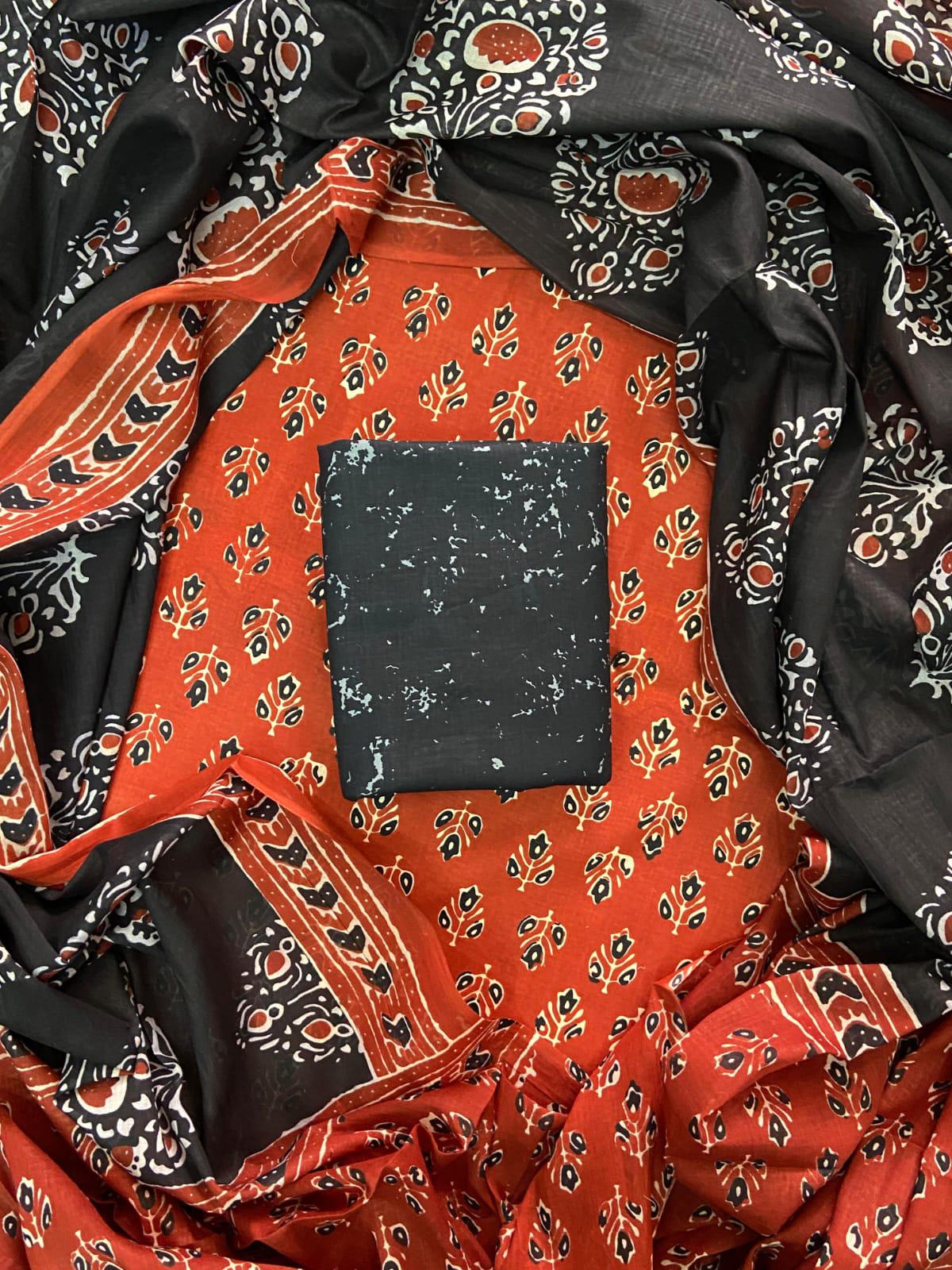 ELEGANT HAND BLOCK PRINT COTTON SUIT SET WITH MULMUL DUPATTA(WACOTMU12)