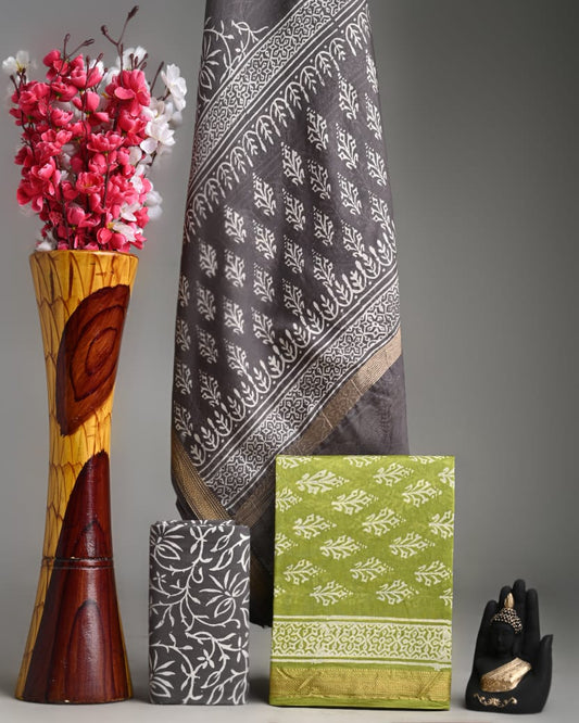 PREMIUM HAND BLOCK PRINT MAHESHWARI SILK SUIT SET 18