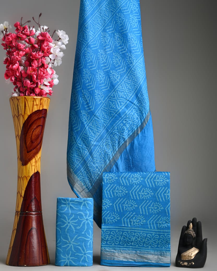 PREMIUM HAND BLOCK PRINT MAHESHWARI SILK SUIT SET 20