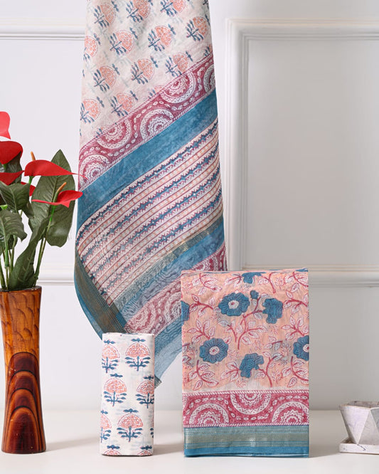 PREMIUM HAND BLOCK PRINT MAHESHWARI SILK SUIT SET 21