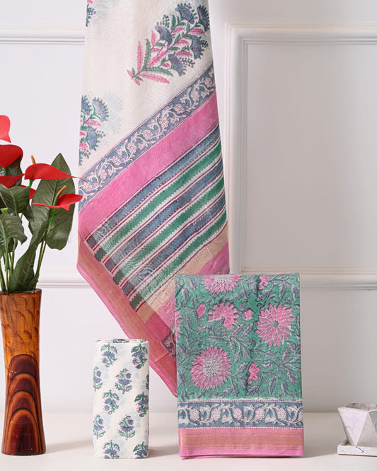 PREMIUM HAND BLOCK PRINT MAHESHWARI SILK SUIT SET 22