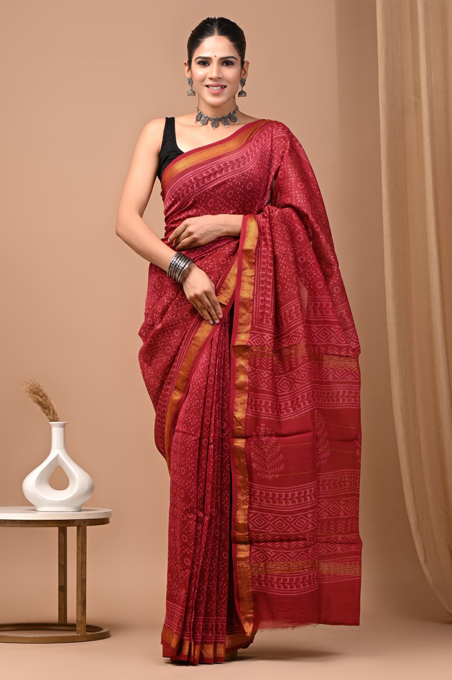 Premium Maheshwari Silk Saree (SWSRMAH130)