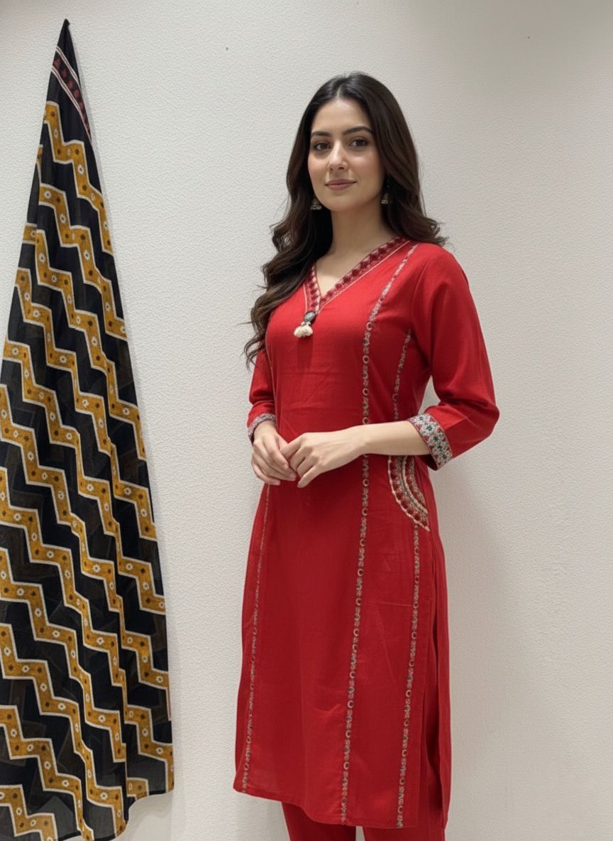 Featuring beautiful Heavy Set which is beautifully decorated All over Handwork🪡on suit Roamn Silk (SWDH05)