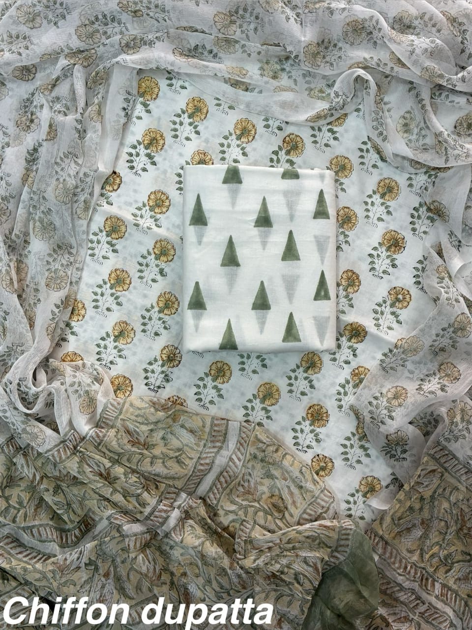 JAAL HAND BLOCK PRINT COTTON SUIT SET WITH CHIFFON DUPATTA(WACFCOTMU02)