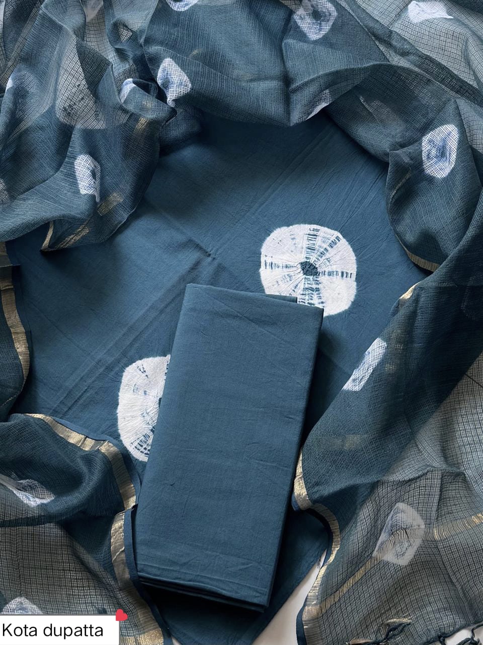 DESIGNER HAND BLOCK PRINT COTTON SUIT SET WITH KOTA DORIA DUPATTA (WAKOTMU05)