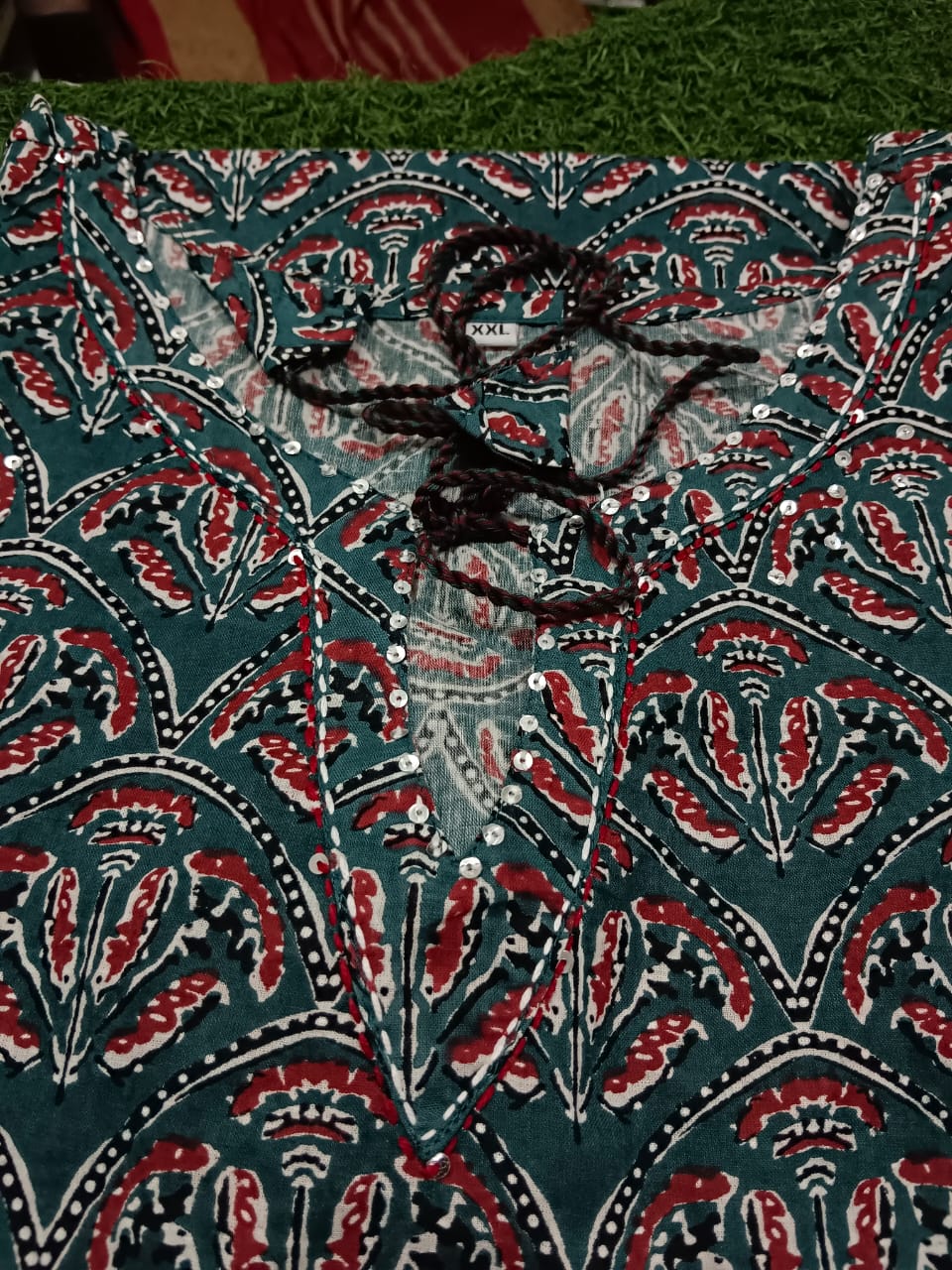 Printed cotton kurta with hand work and pleated salwar and soft cotton malmal dupatta💃💃 (SWRD33)