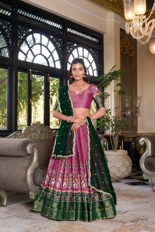KANCHIPURAM PRINTED LEHENGA CHOLI WITH DUPATTA(WD173) (03)