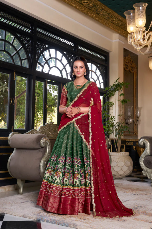 KANCHIPURAM PRINTED LEHENGA CHOLI WITH DUPATTA(WD173)
