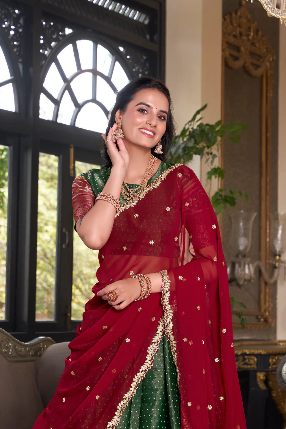 KANCHIPURAM PRINTED LEHENGA CHOLI WITH DUPATTA(WD173)