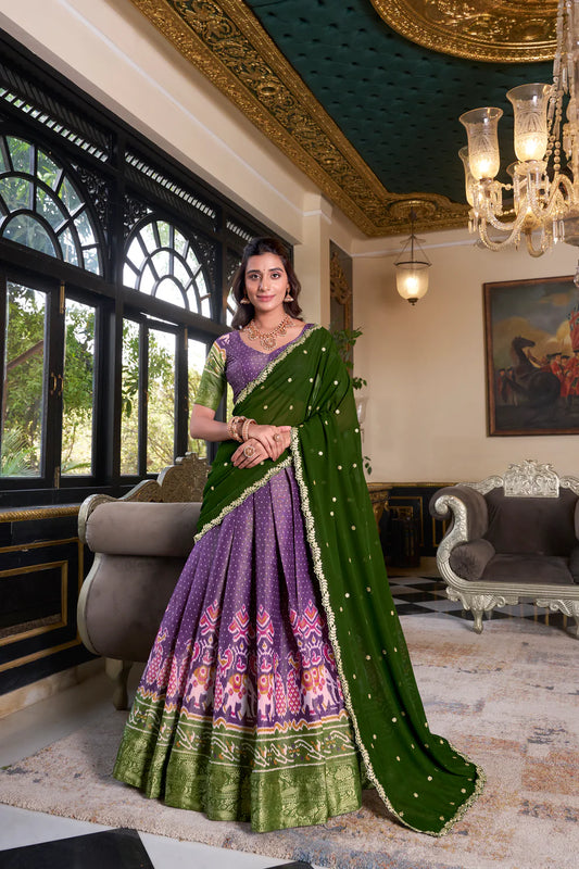 KANCHIPURAM PRINTED LEHENGA CHOLI WITH DUPATTA(WD173) (01)