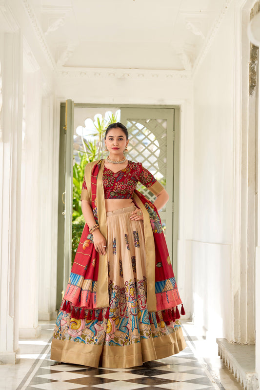WEDDING SPECIAL KALAMKARI PRINTED LEHENGA CHOLI (WDN116)