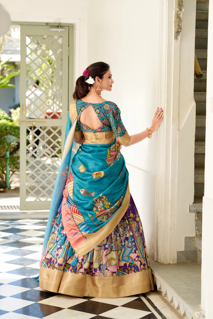 WEDDING SPECIAL KALAMKARI PRINTED LEHENGA CHOLI(WD127) (03)