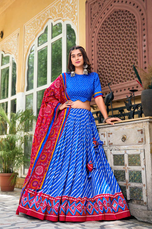PREMIUM PATOLA LEHERIYU PRINT LEHENGA CHOLI(WD154)