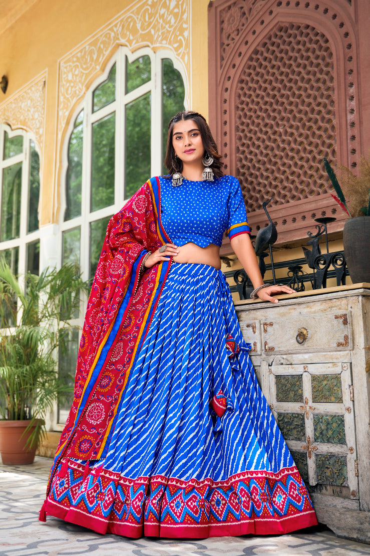 TILTON PREMIUM  PATOLA LEHERIYU PRINT LEHENGA CHOLI