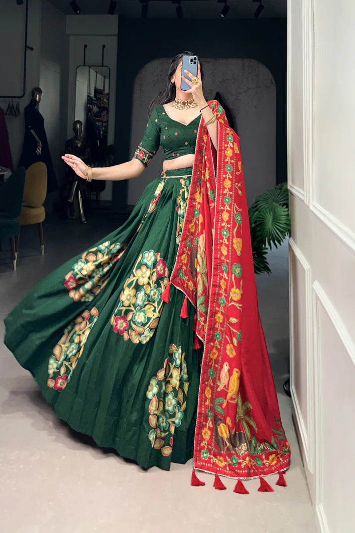TUSSAR SILK LEHENGA CHOLI WITH DUPATA(WD64)
