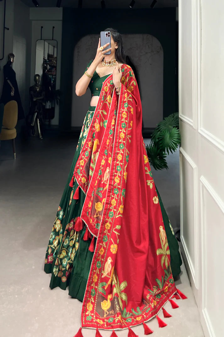 TUSSAR SILK LEHENGA CHOLI WITH DUPATA(WD64)