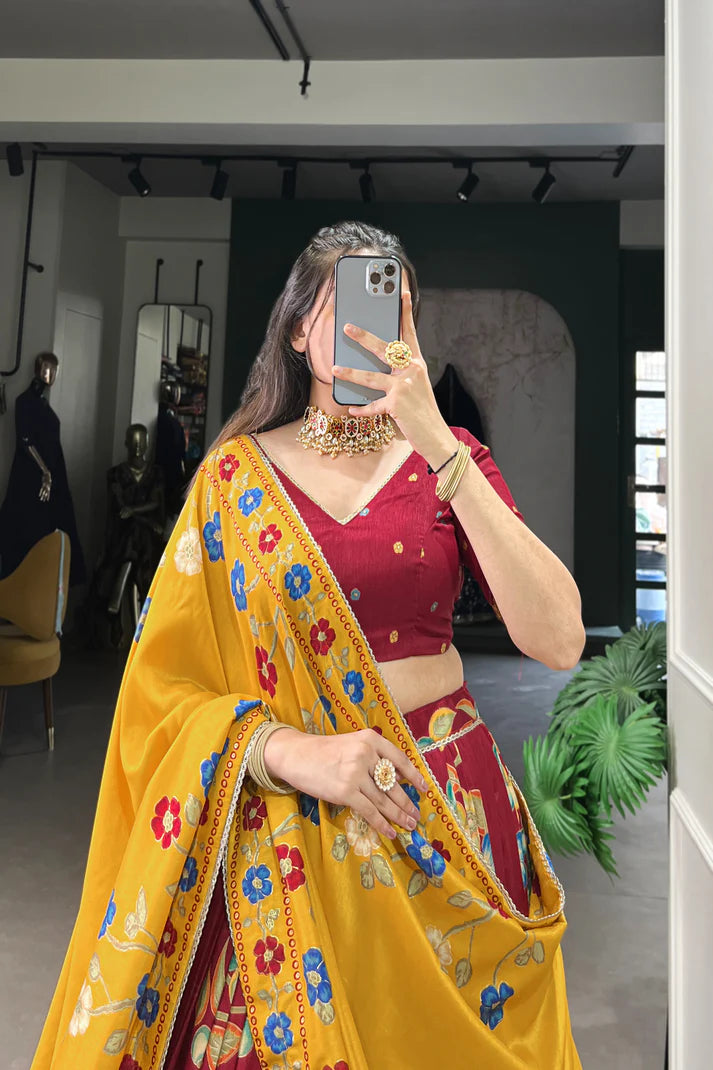 TUSSAR SILK LEHENGA CHOLI WITH DUPATA(WD64) (01)