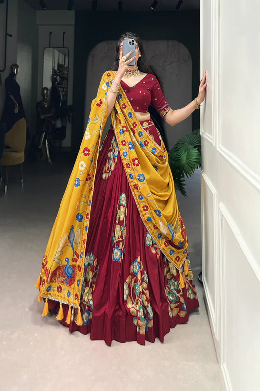 TUSSAR SILK LEHENGA CHOLI WITH DUPATA(WD64) (01)
