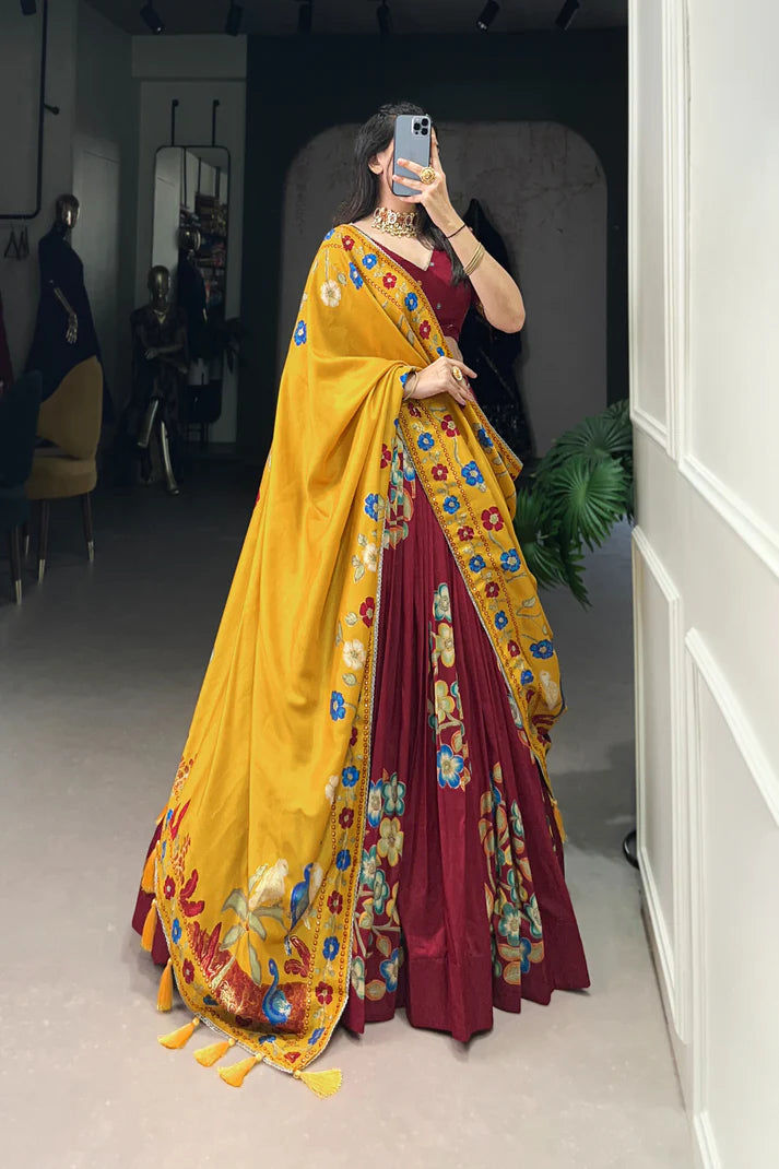 TUSSAR SILK LEHENGA CHOLI WITH DUPATA(WD64) (01)