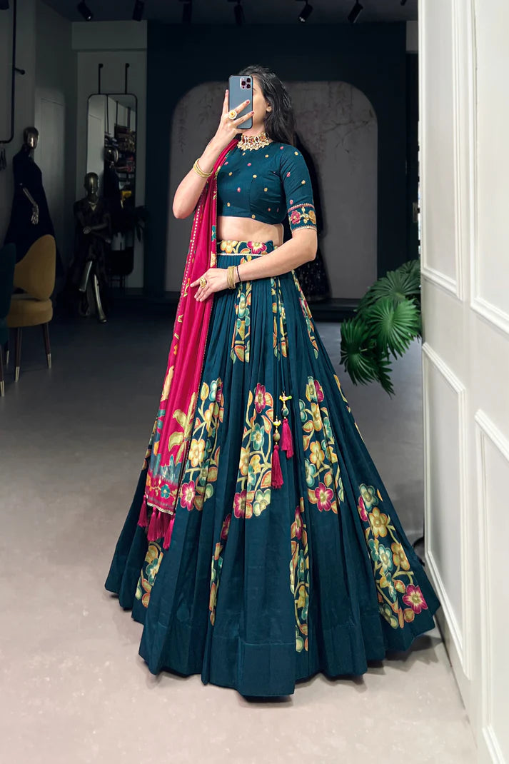 TUSSAR SILK LEHENGA CHOLI WITH DUPATA(WD64) (02)