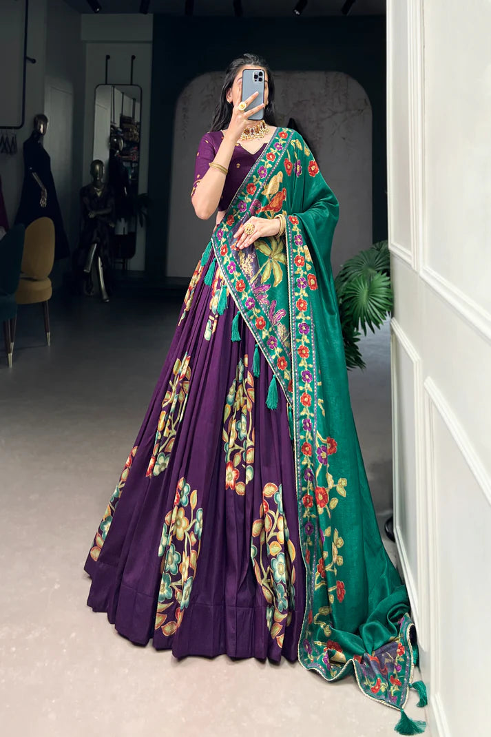 TUSSAR SILK LEHENGA CHOLI WITH DUPATA(WD64) (03)