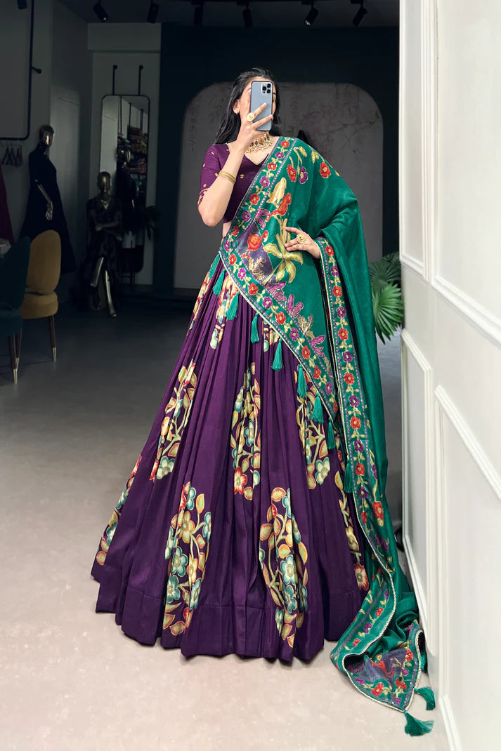 TUSSAR SILK LEHENGA CHOLI WITH DUPATA(WD64) (03)