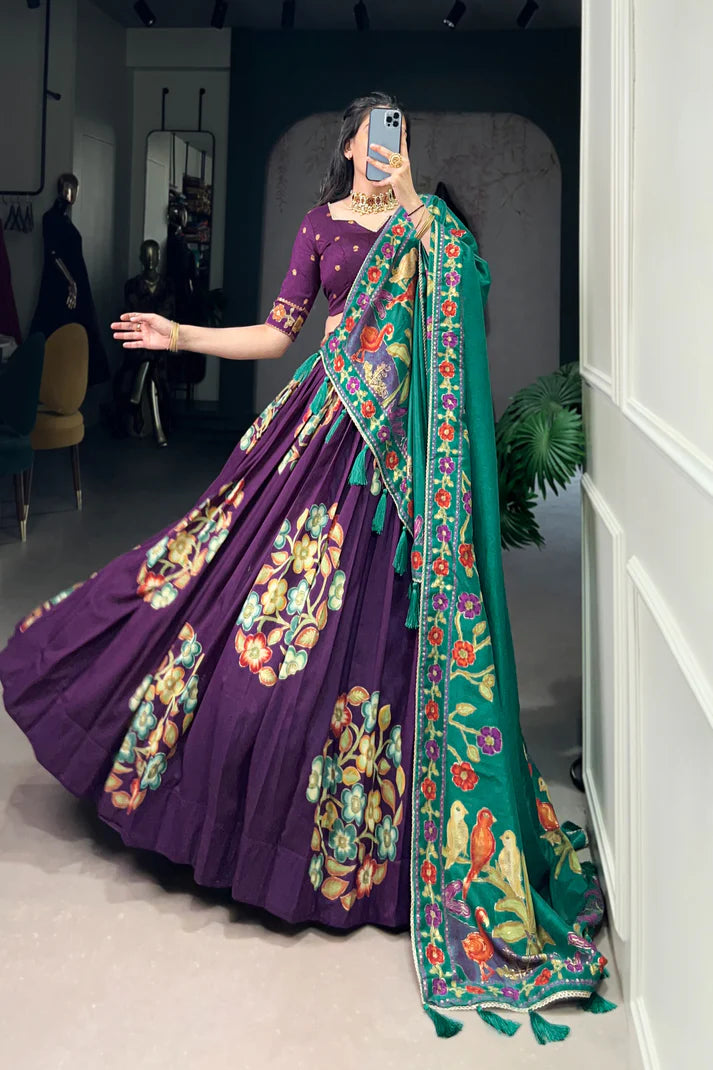 TUSSAR SILK LEHENGA CHOLI WITH DUPATA(WD64) (03)